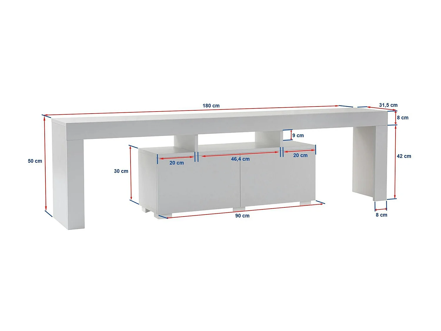 Banc TV moderne avec rangement - gris effet laque MARFA