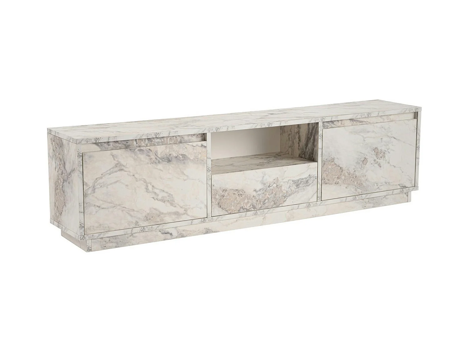 Meuble TV avec rangement - effet marbre MARFA