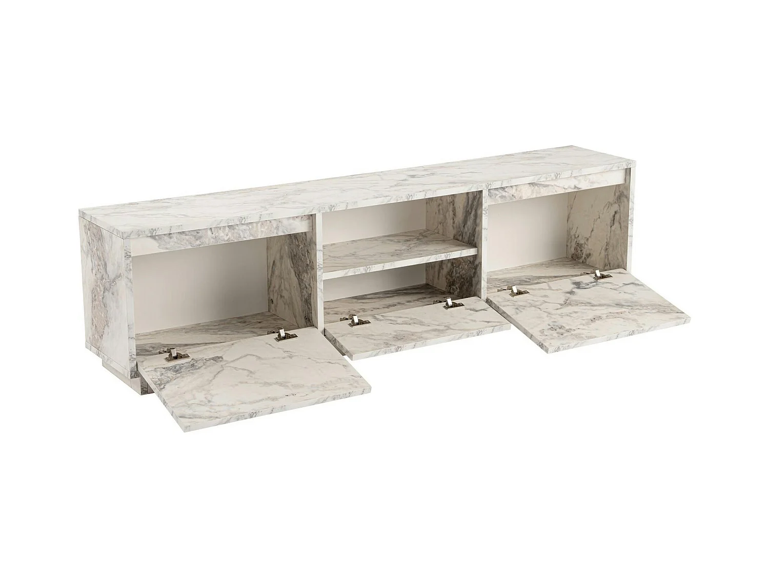 Meuble TV avec rangement - effet marbre MARFA