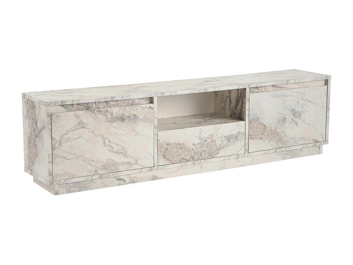 Meuble TV avec rangement - effet marbre MARFA