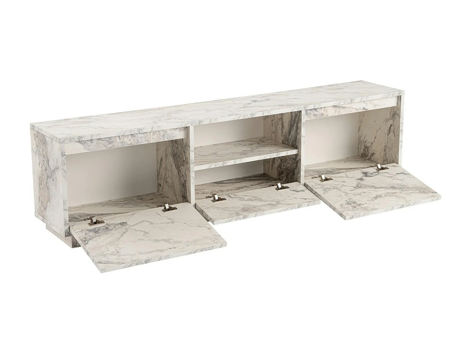 Meuble TV avec rangement - effet marbre MARFA