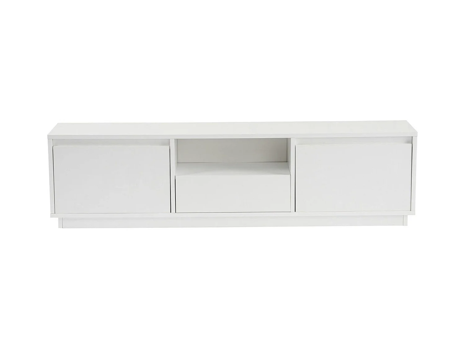 Meuble TV blanc avec rangement - effet laque MARFA