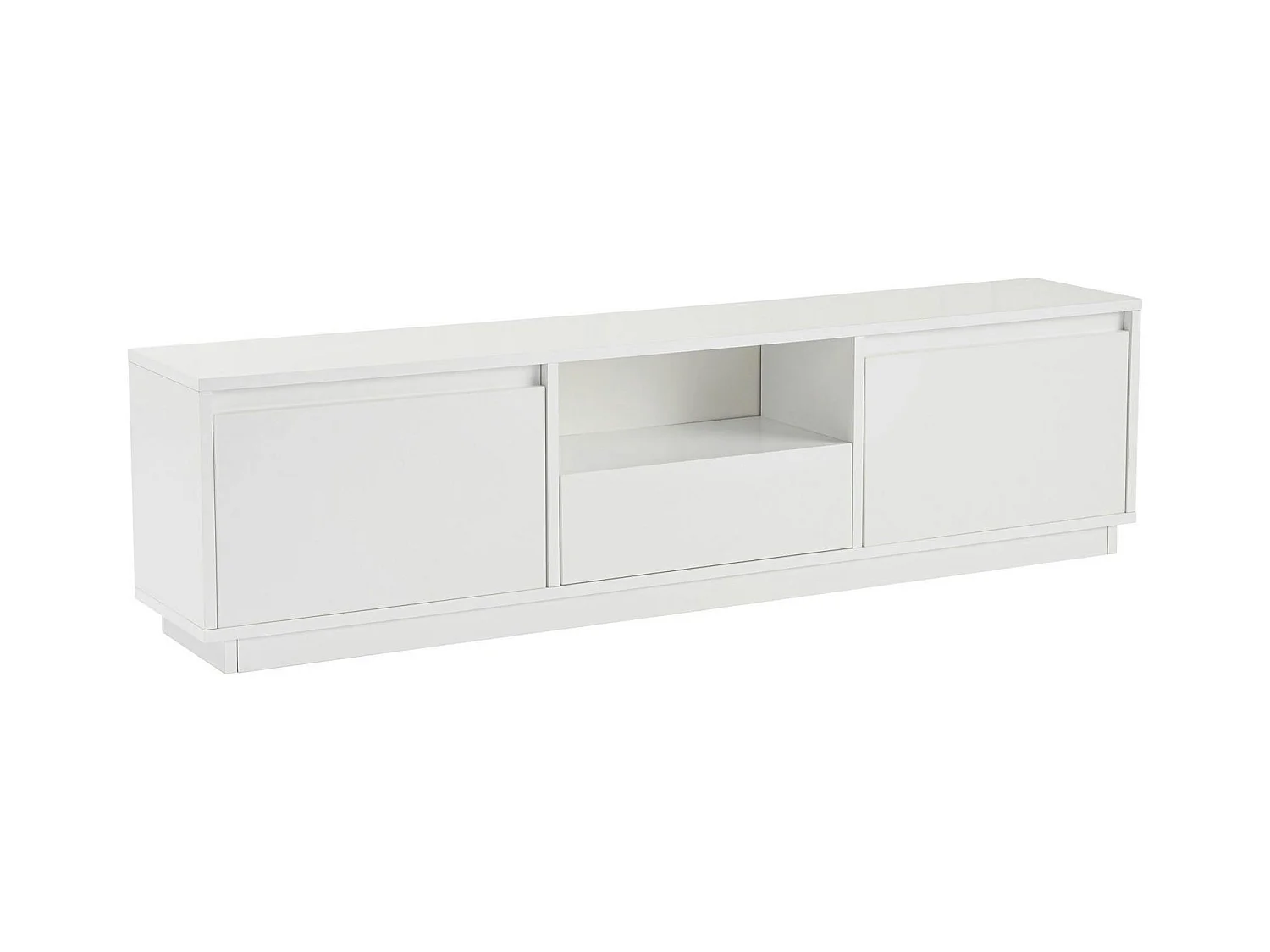 Meuble TV blanc avec rangement - effet laque MARFA