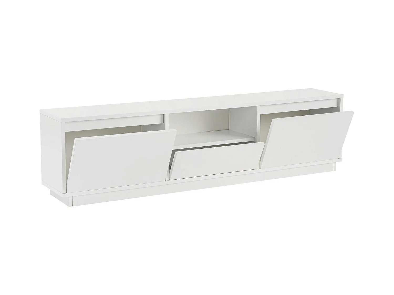 Meuble TV blanc avec rangement - effet laque MARFA