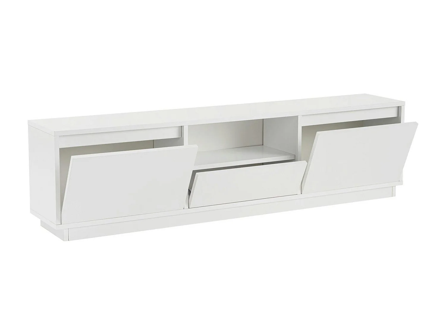 Meuble TV blanc avec rangement - effet laque MARFA