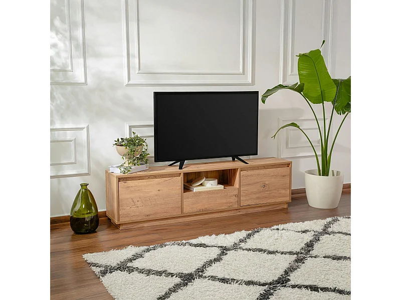 Meuble TV avec rangement - finition effet pin MARFA