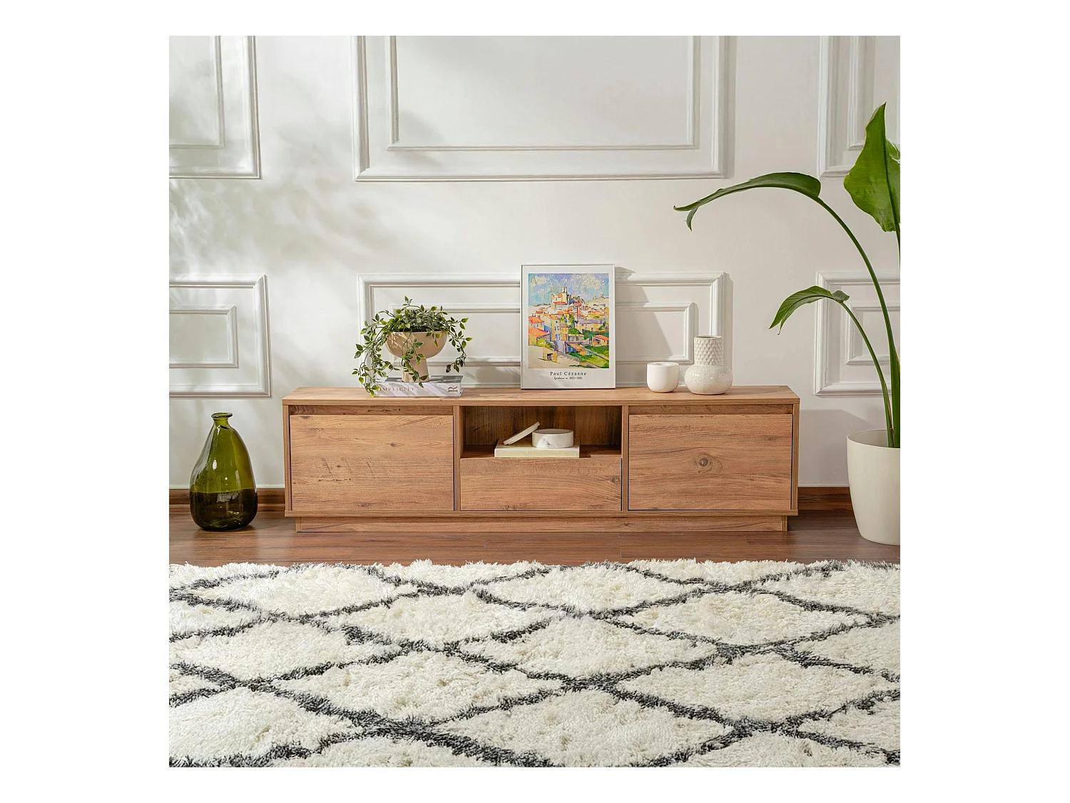 Meuble TV avec rangement - finition effet pin MARFA