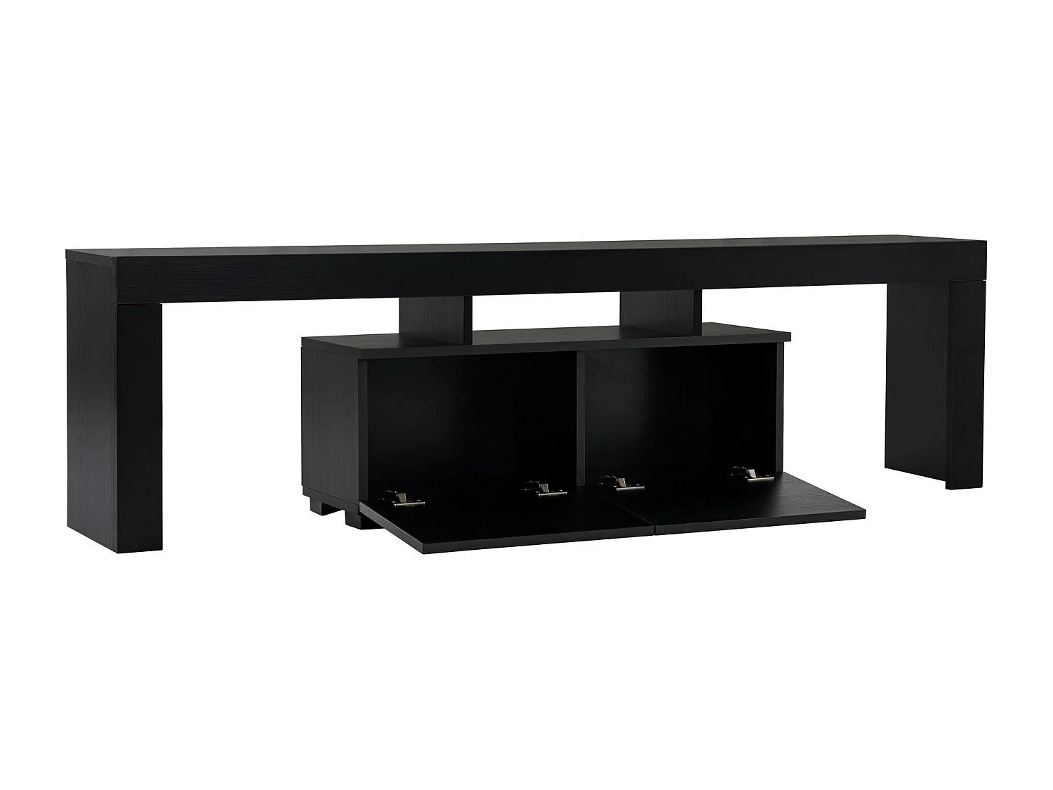 Banc TV moderne noir avec rangement - effet bois MARFA