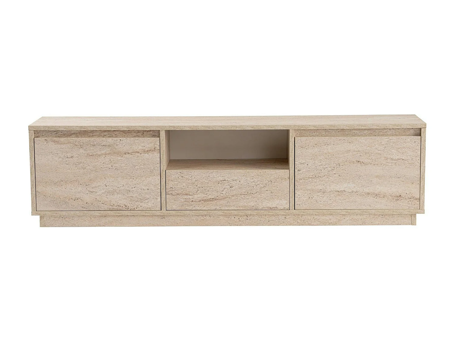 Meuble TV avec rangement - effet travertin MARFA