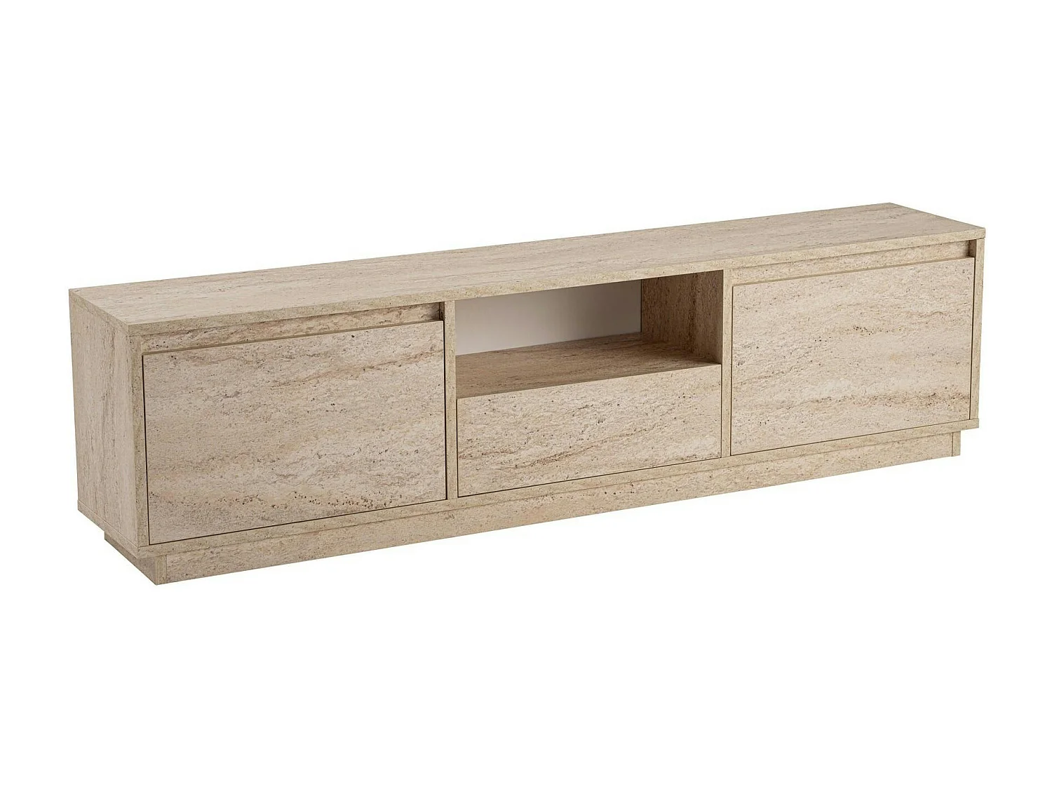 Meuble TV avec rangement - effet travertin MARFA