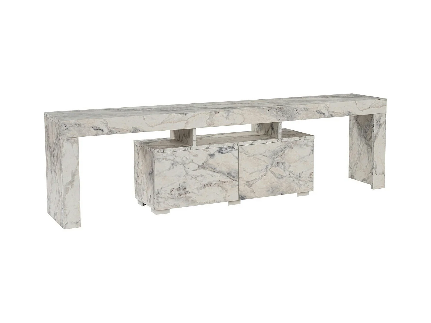 Banc TV moderne avec rangement - effet marbre MARFA