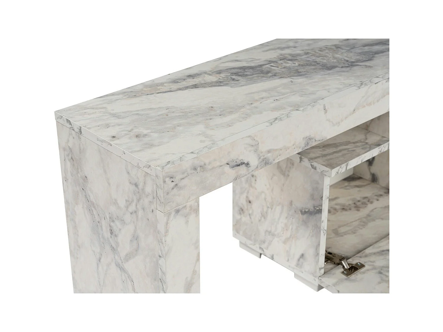 Banc TV moderne avec rangement - effet marbre MARFA