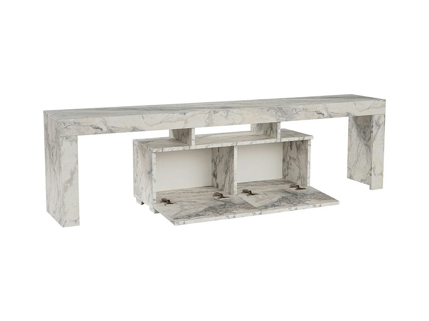 Banc TV moderne avec rangement - effet marbre MARFA