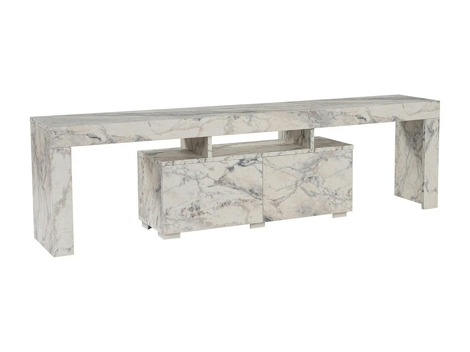 Banc TV moderne avec rangement - effet marbre MARFA