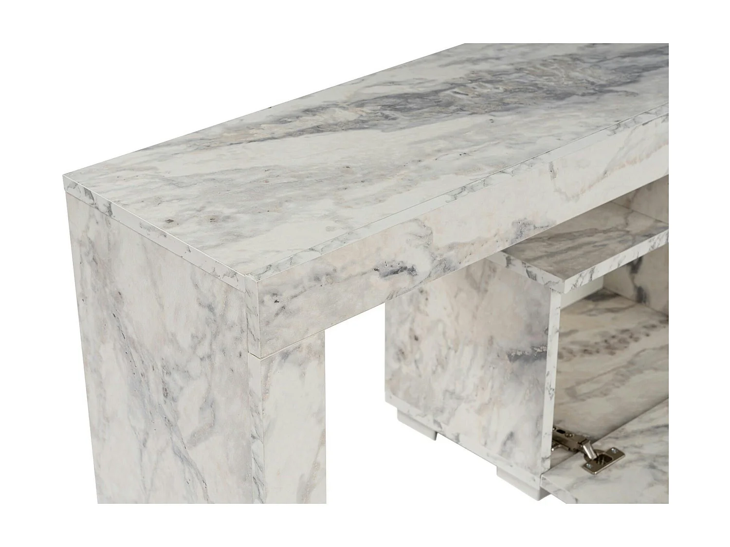 Banc TV moderne avec rangement - effet marbre MARFA