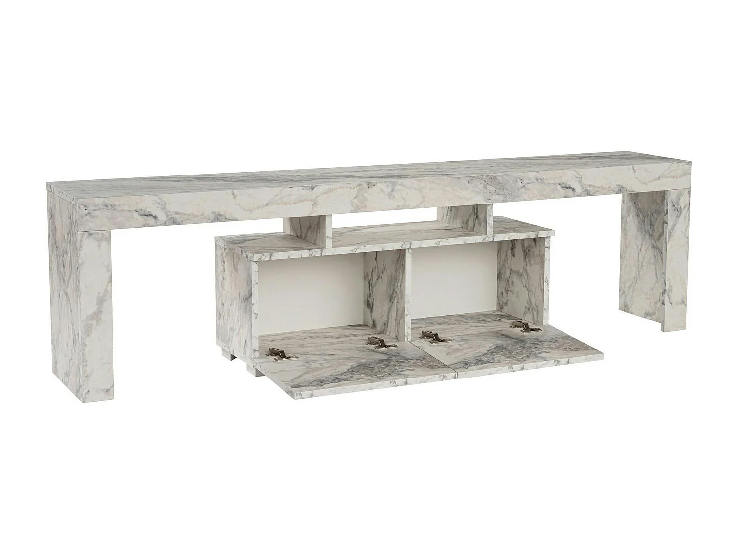 Banc TV moderne avec rangement - effet marbre MARFA