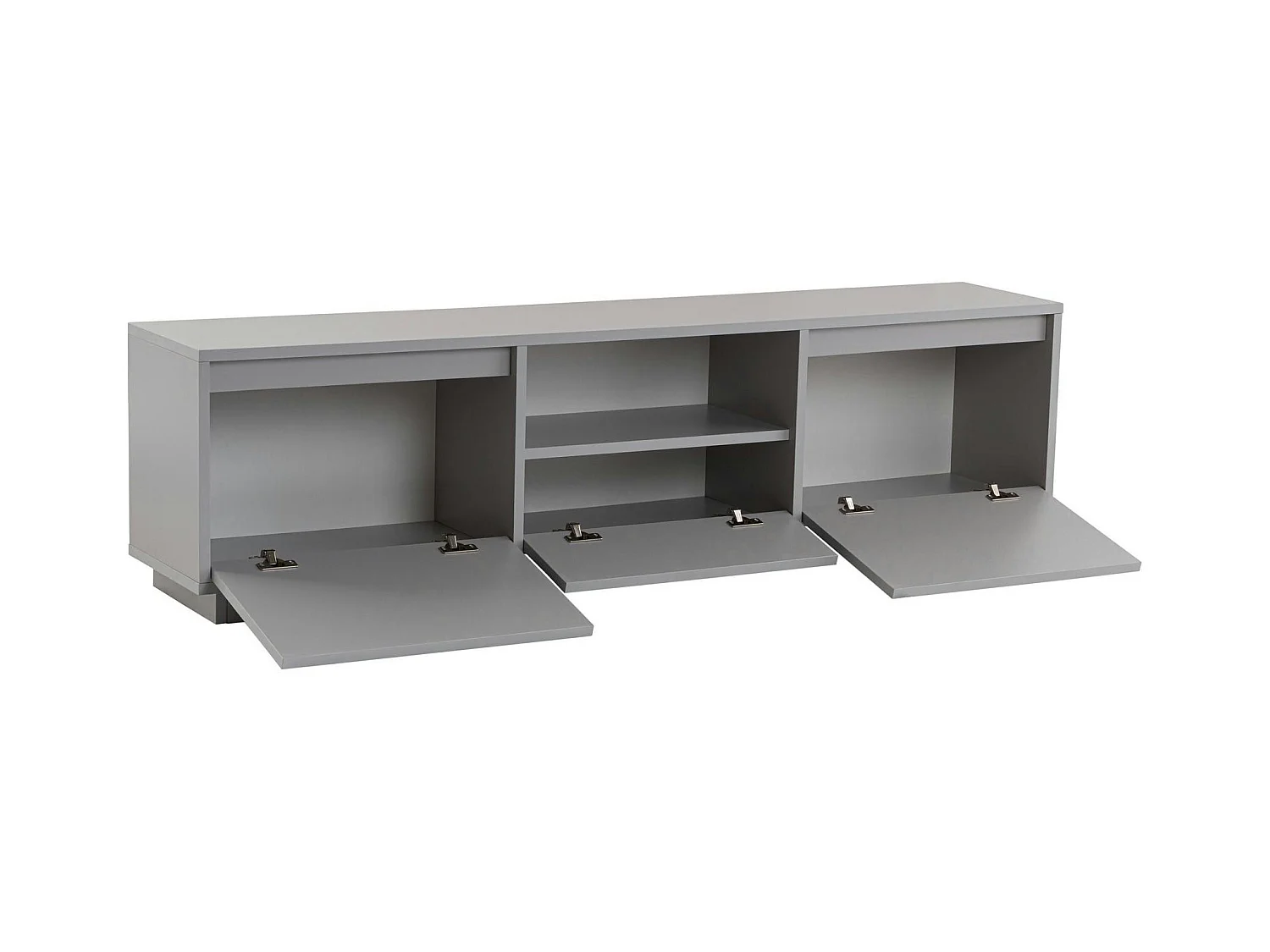 Meuble TV avec rangement - gris effet laque MARFA