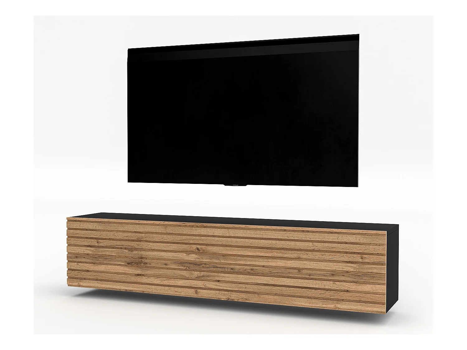 AX LIVING tv kast ZIVOLLI 160 zwart met wotan ribbel tv meubel modern