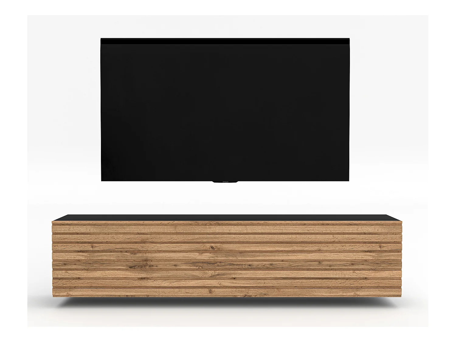 AX LIVING tv kast ZIVOLLI 160 zwart met wotan ribbel tv meubel modern