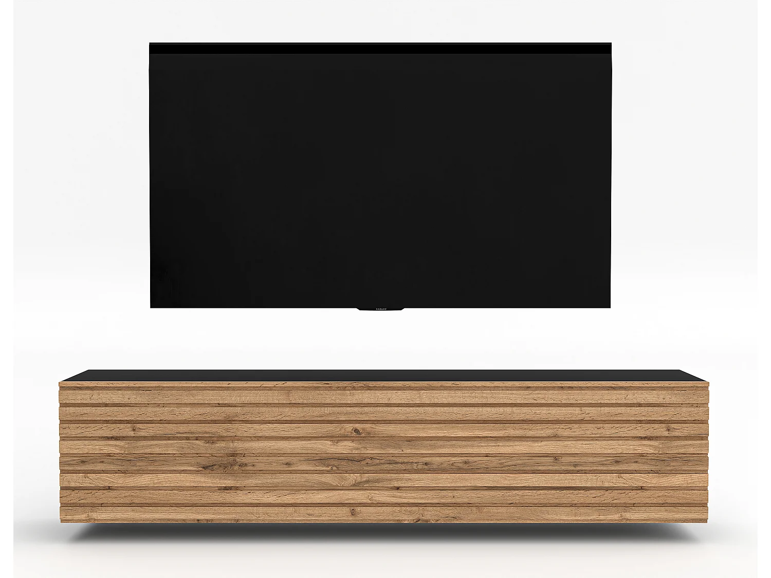 AX LIVING tv kast ZIVOLLI 160 zwart met wotan ribbel tv meubel modern