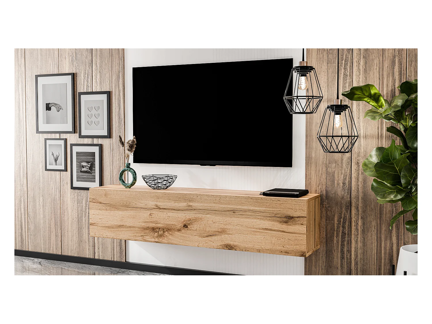 AX LIVING Lowboard TV ZIVOLLI 160 cm Wotan Eiche modernes Sideboard TV