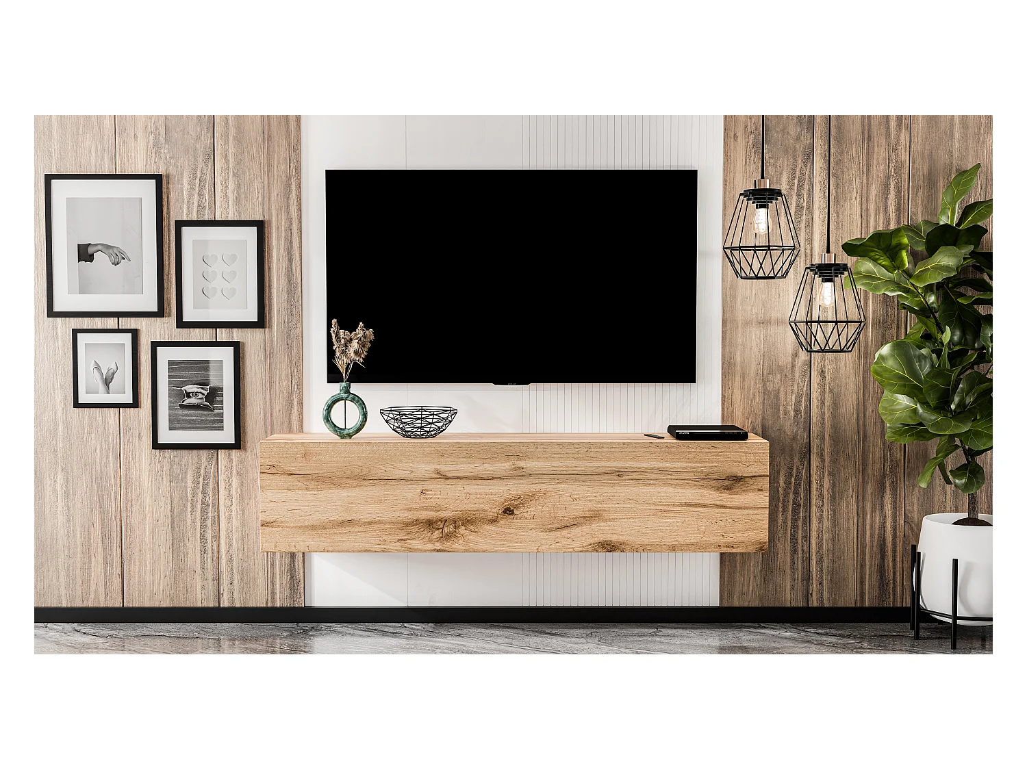 AX LIVING Lowboard TV ZIVOLLI 160 cm Wotan Eiche modernes Sideboard TV