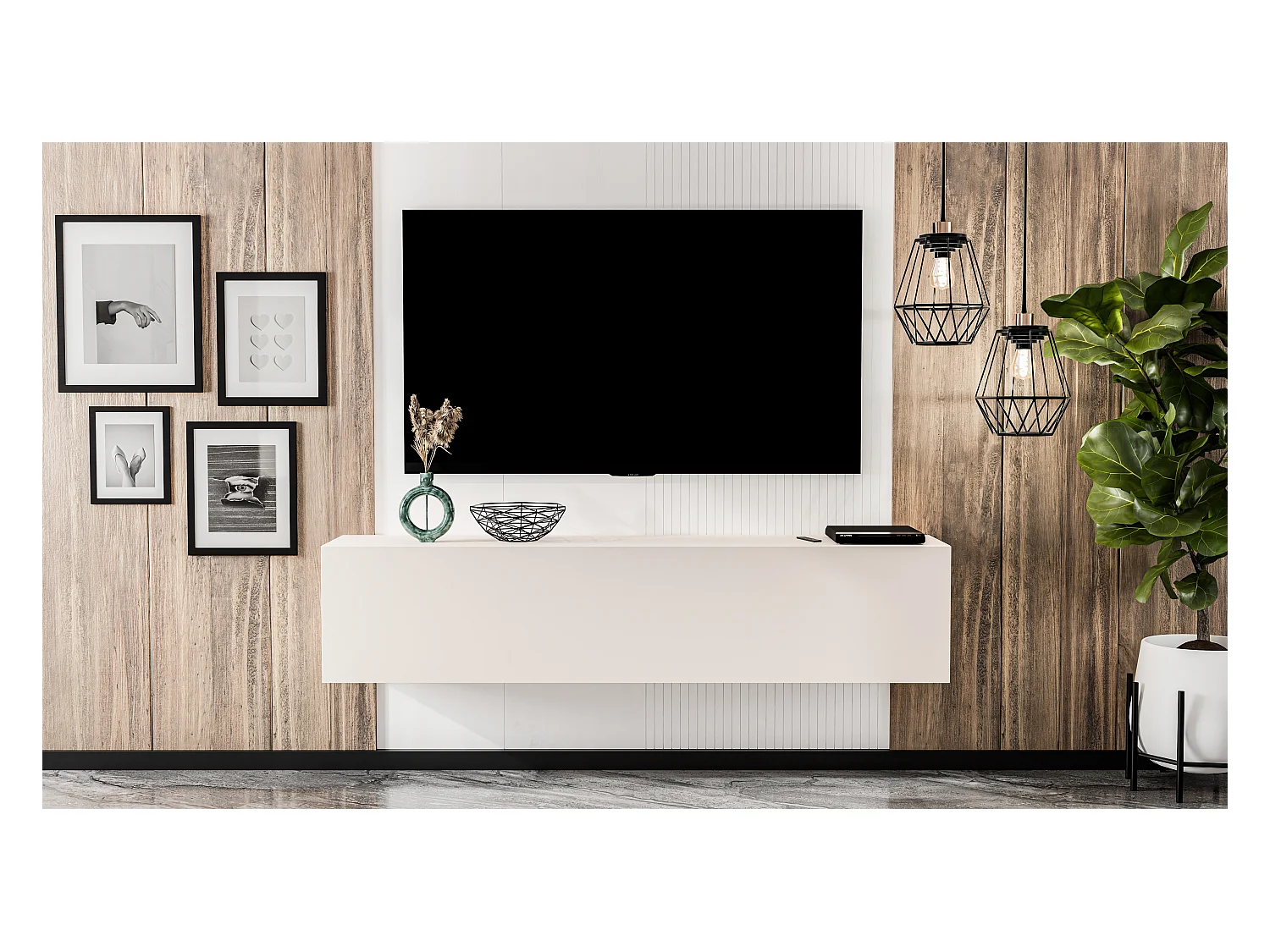 AX LIVING Lowboard TV ZIVOLLI 160 Beige minimalistisches Sideboard TV