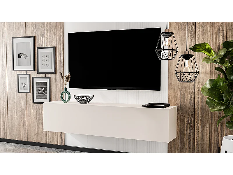 AX LIVING meuble TV bas ZIVOLLI 160 beige minimaliste
