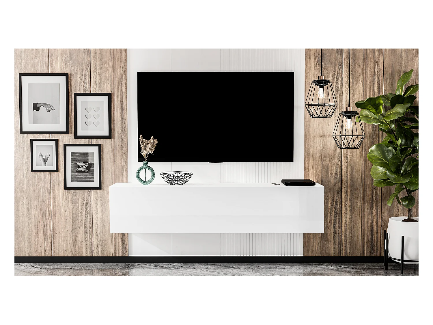 AX LIVING Lowboard TV ZIVOLLI 160 weiß Hochglanz modernes Sideboard TV