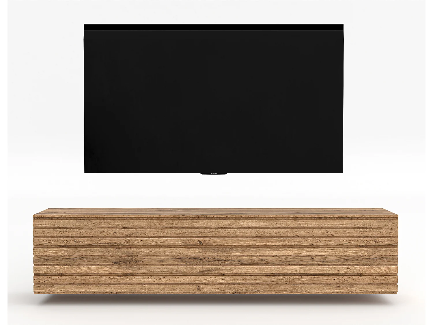 AX LIVING Meuble TV suspendu ZIVOLLI 160 cm façade à lamelles chêne Wotan