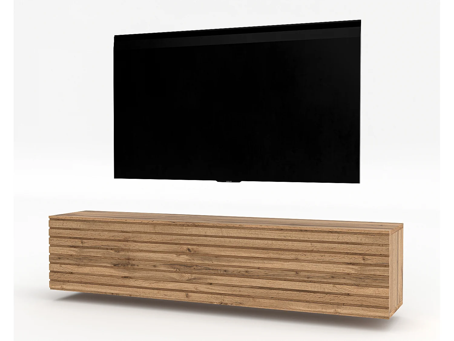 AX LIVING Meuble TV suspendu ZIVOLLI 160 cm façade à lamelles chêne Wotan