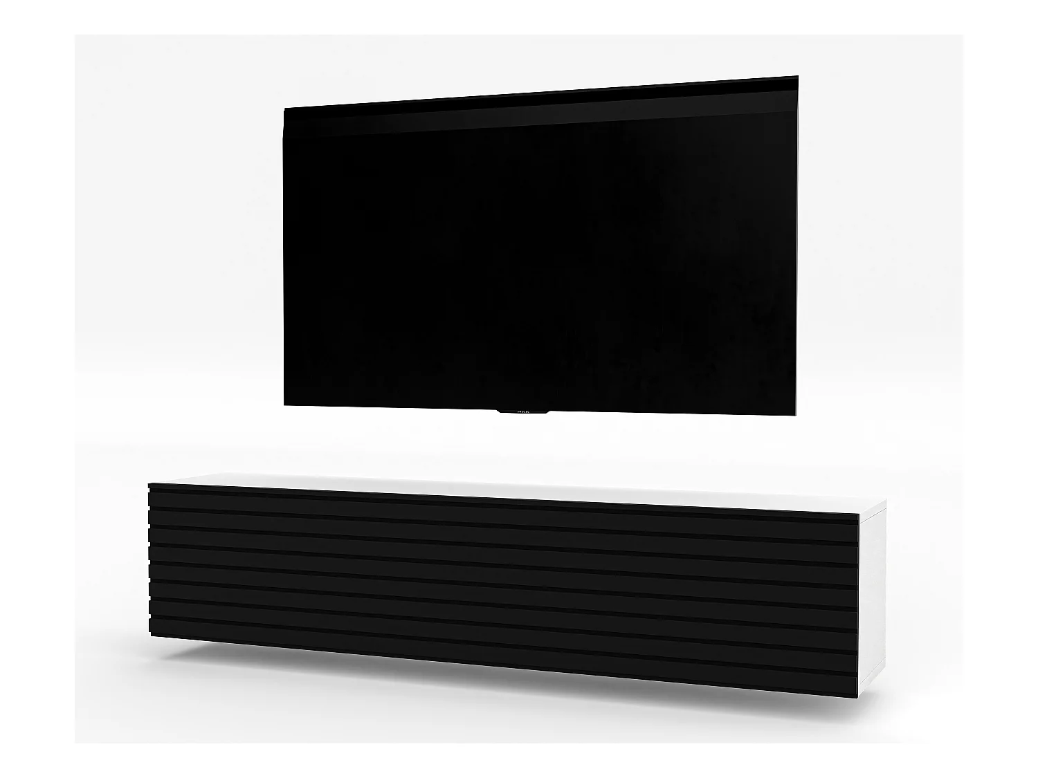 AX LIVING tv kast ZIVOLLI 160 wit met zwarte ribbel tv meubel zwevend