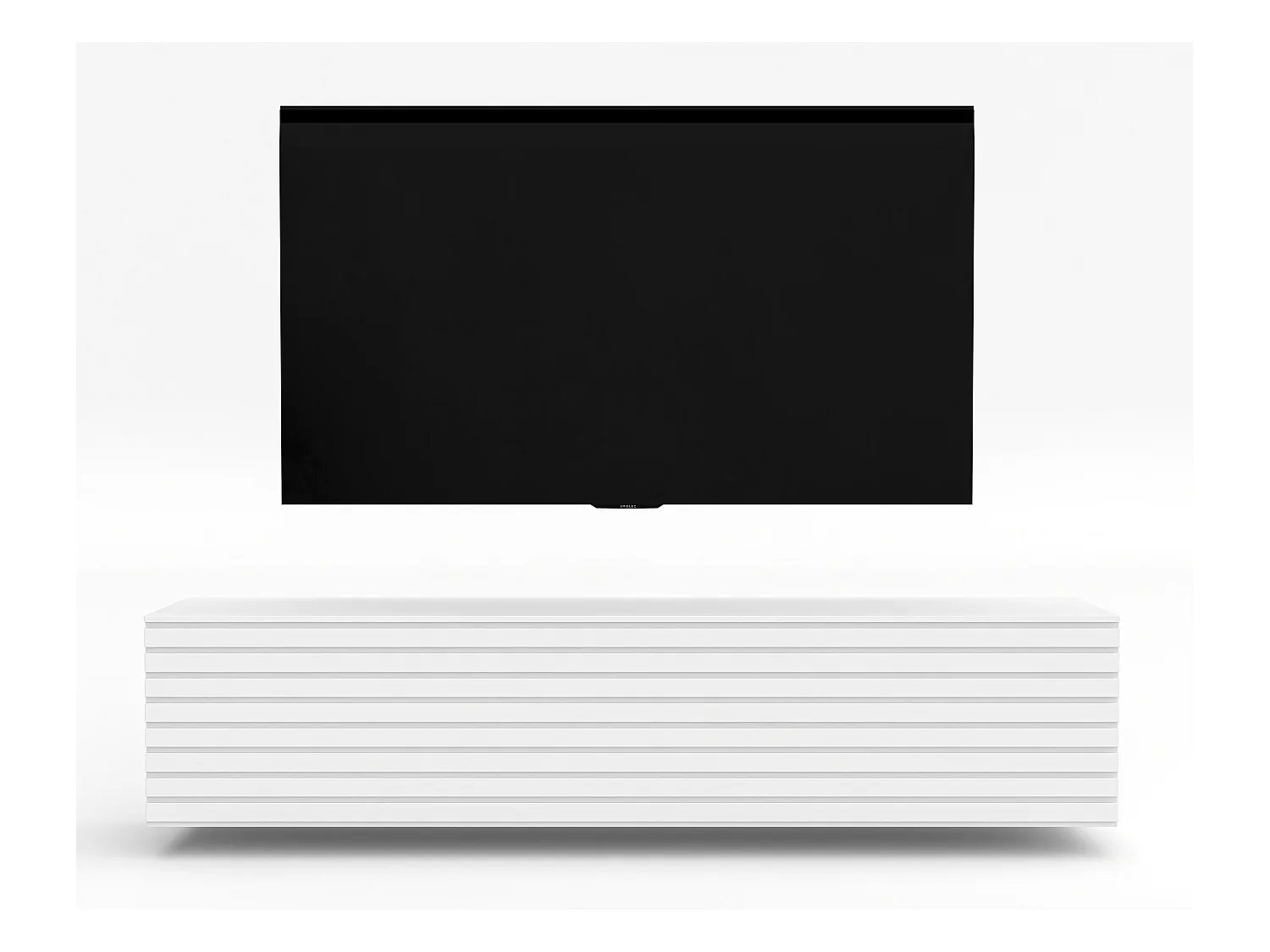 AX LIVING Lowboard TV ZIVOLLI 160 cm Weiß Riffel-Front Sideboard TV