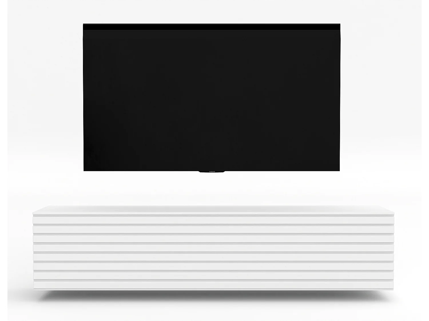 AX LIVING Meuble TV suspendu ZIVOLLI 160 cm façade à lamelles blanc/blanc
