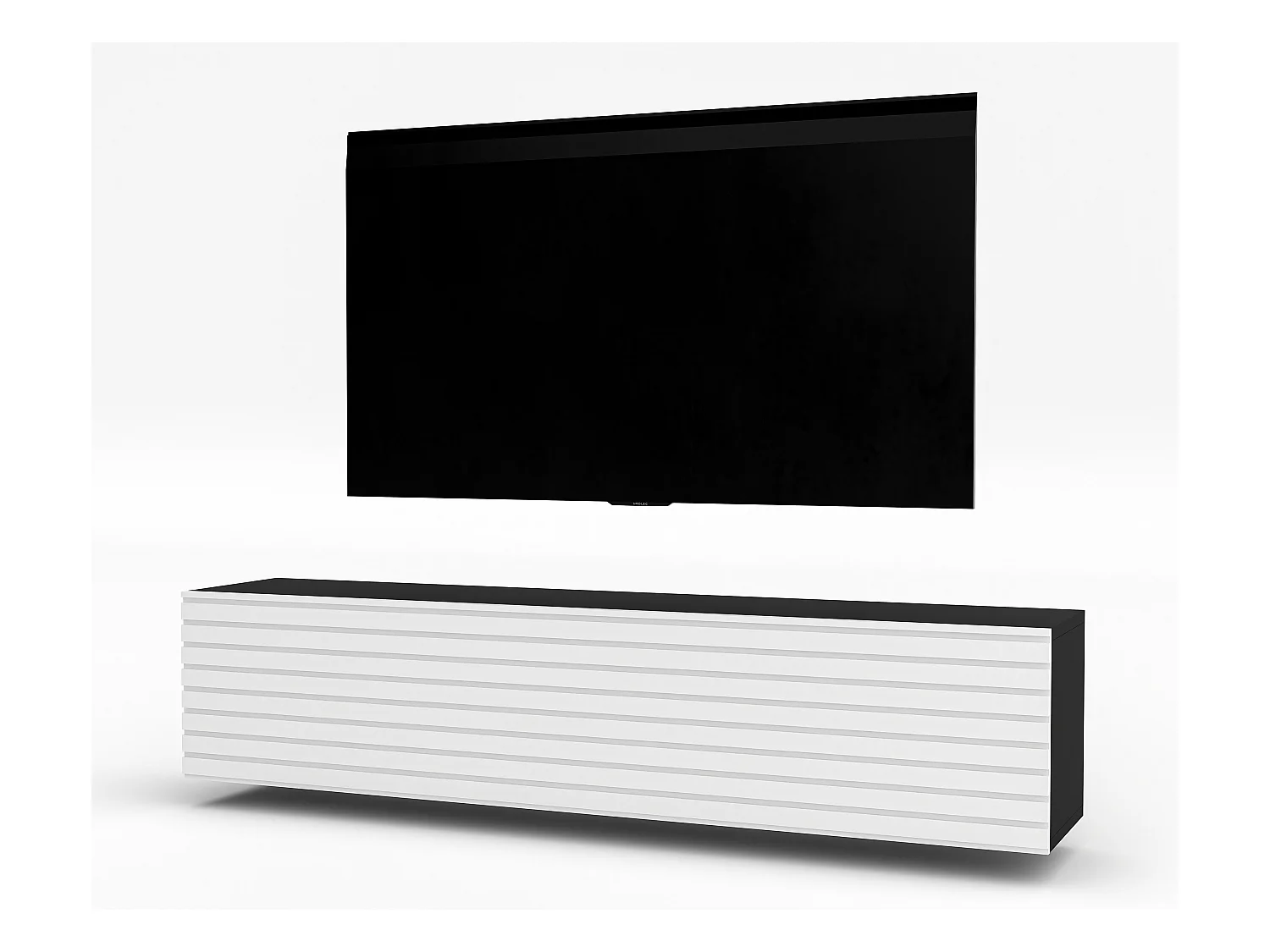 AX LIVING tv kast ZIVOLLI 160 zwart met witte ribbel tv meubel zwevend