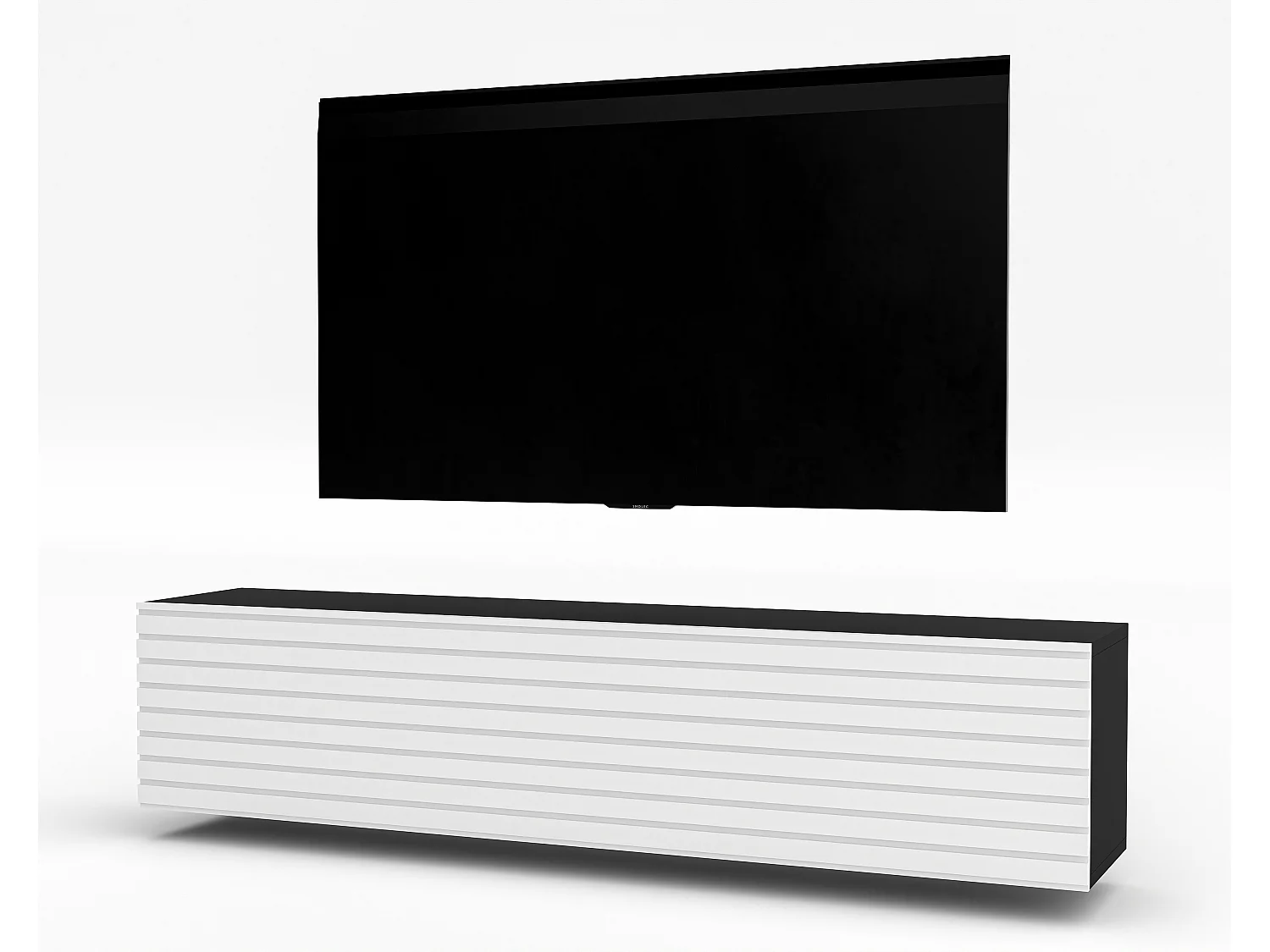 AX LIVING tv kast ZIVOLLI 160 zwart met witte ribbel tv meubel zwevend