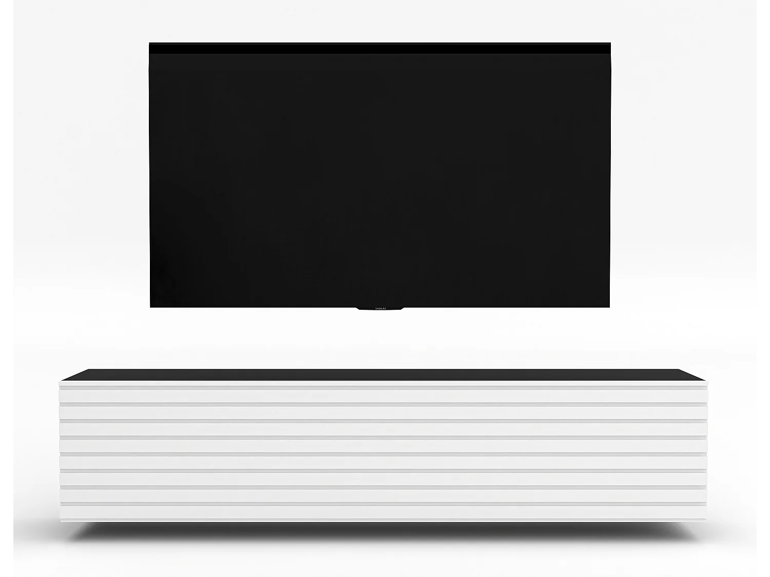 AX LIVING tv kast ZIVOLLI 160 zwart met witte ribbel tv meubel zwevend