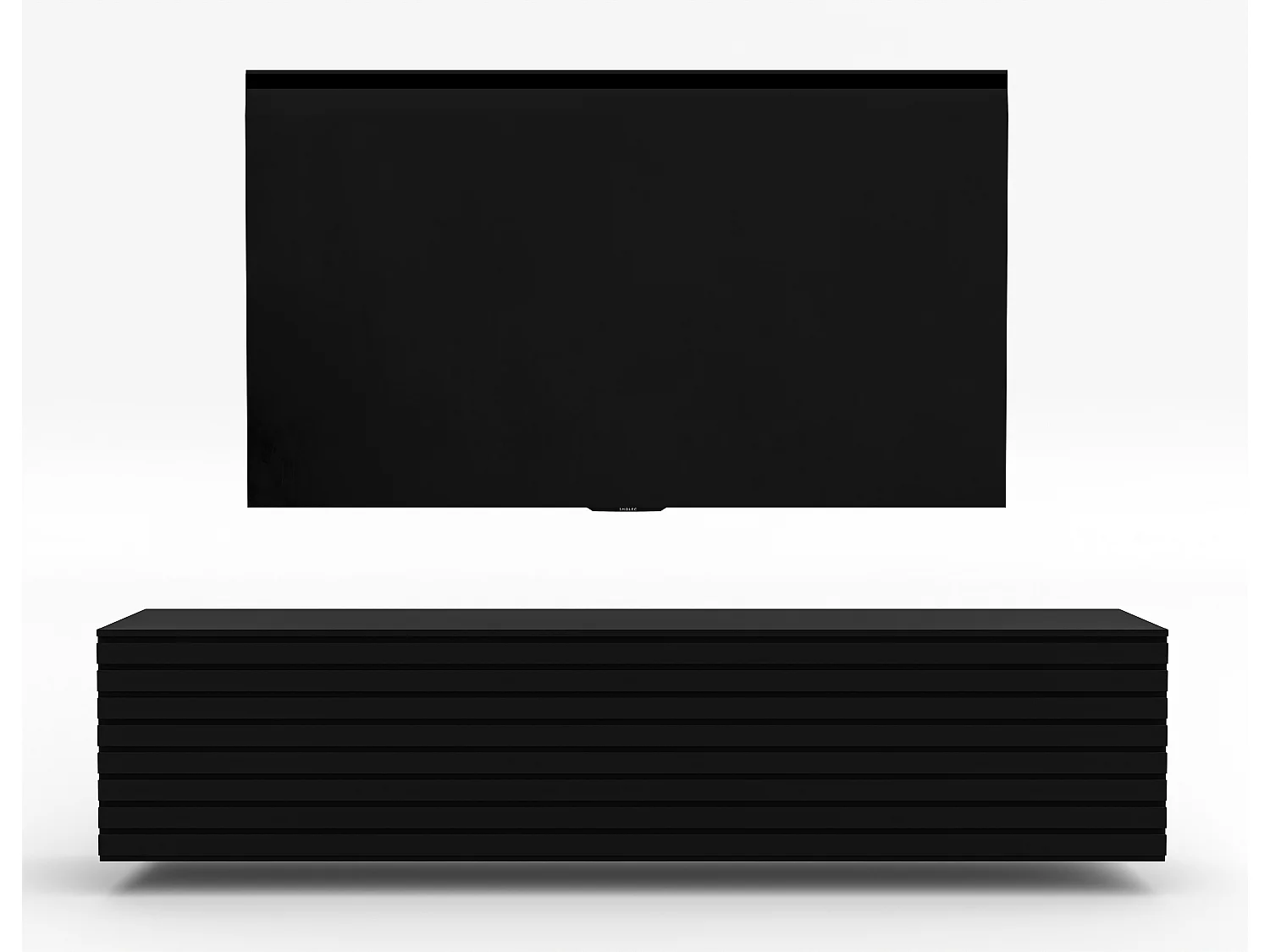 AX LIVING Lowboard TV ZIVOLLI 160 cm Schwarz mit Riffel-Front