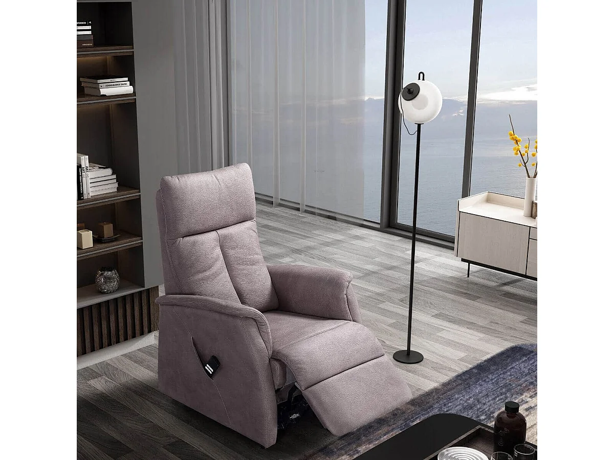Fauteuil modèle M relax releveur tissu polyester imitation cuir gris - PLEGAR