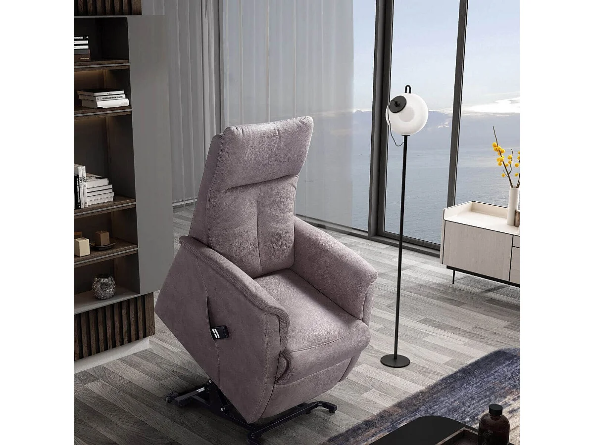 Fauteuil modèle M relax releveur tissu polyester imitation cuir gris - PLEGAR