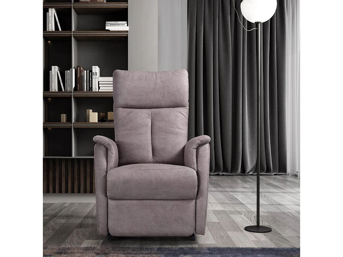 Fauteuil modèle M relax releveur tissu polyester imitation cuir gris - PLEGAR