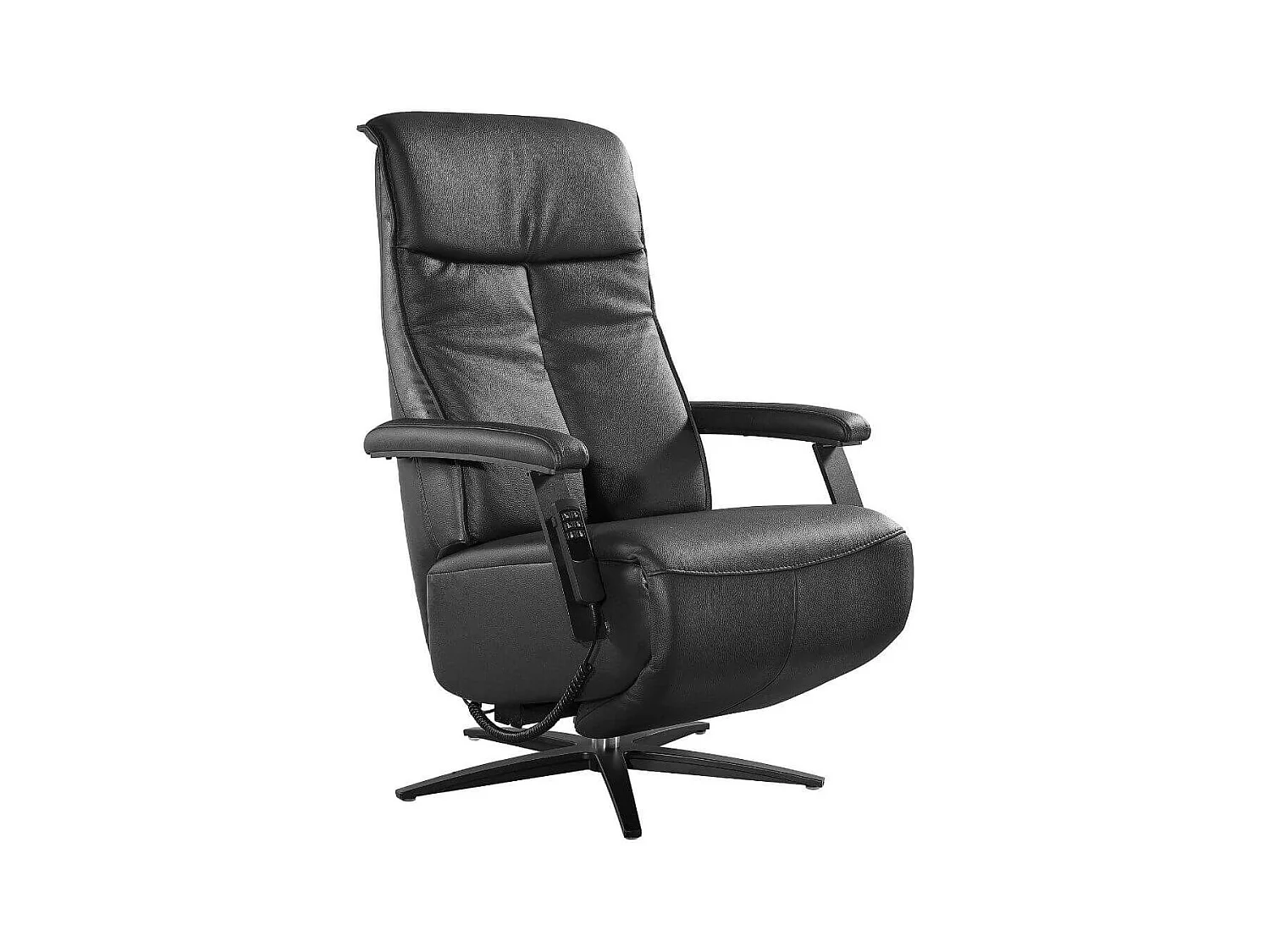 Fauteuil relax pivotant releveur en cuir vachette noir - CENTAURE