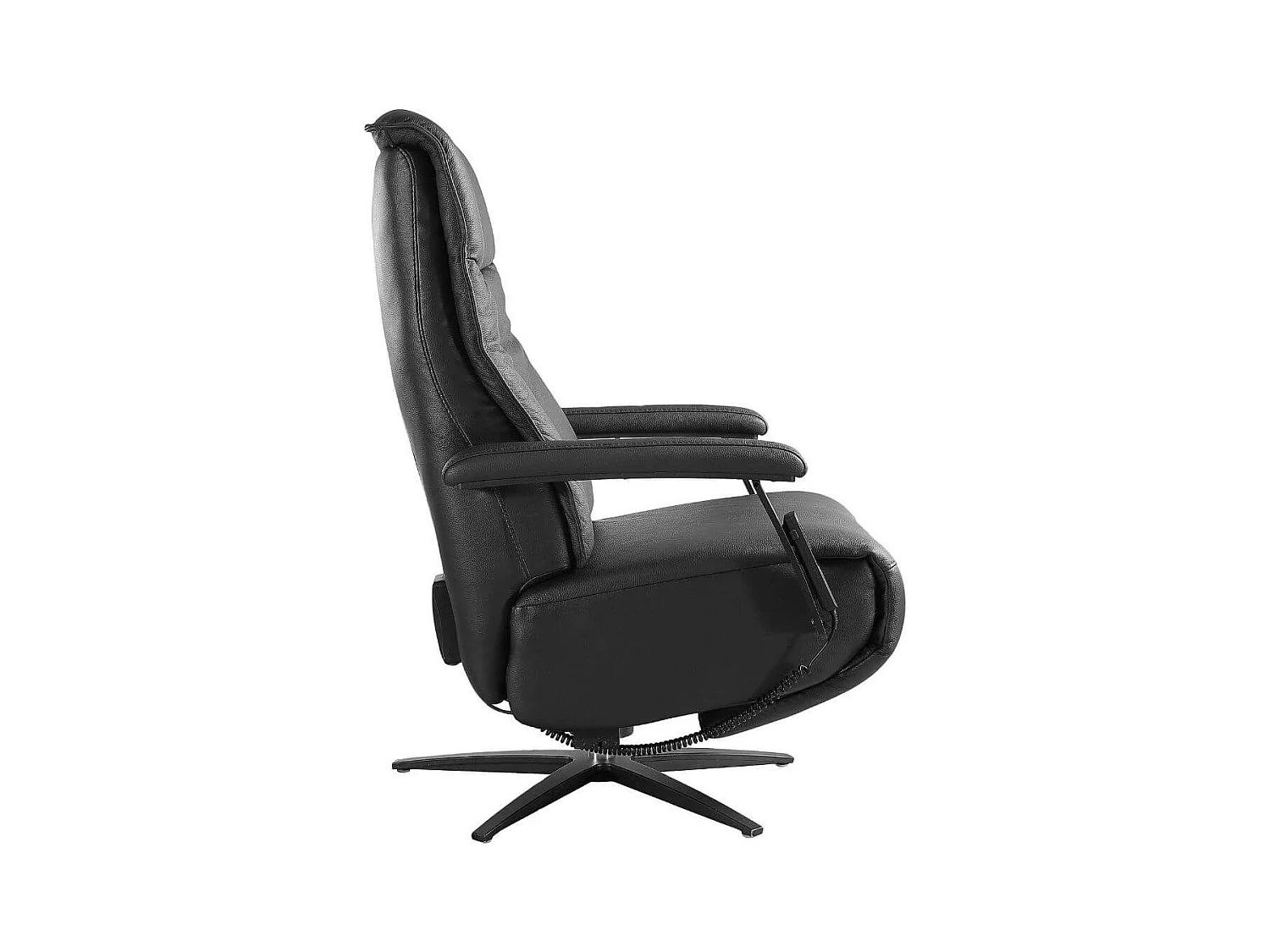 Fauteuil relax pivotant releveur en cuir vachette noir - CENTAURE