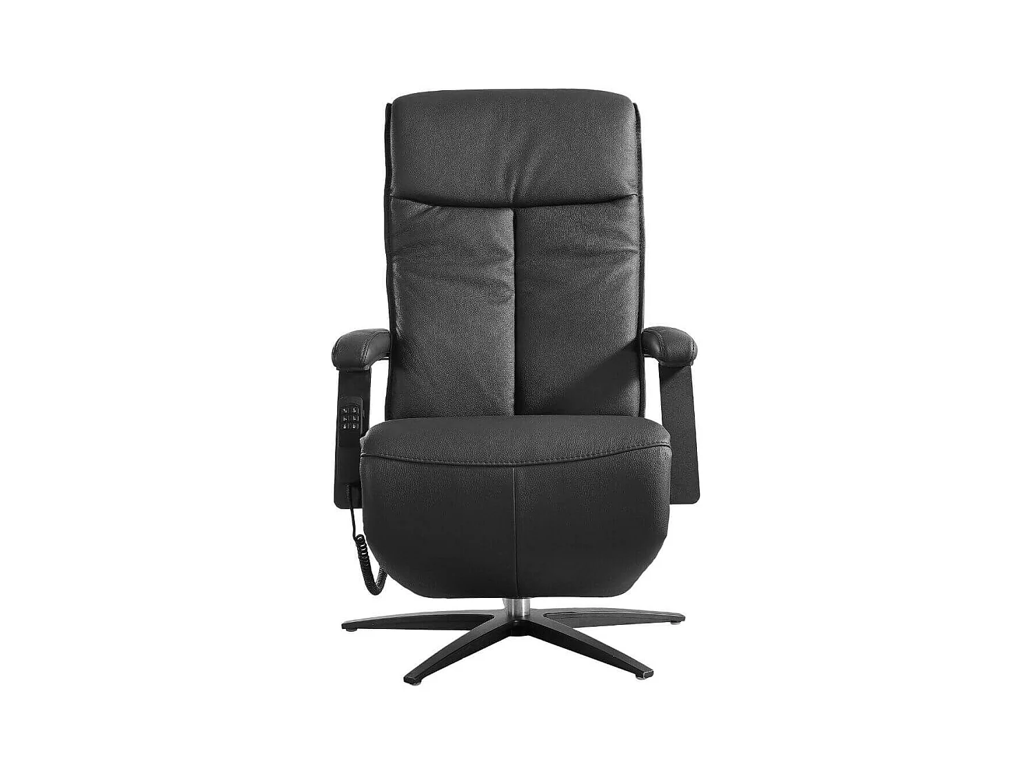 Fauteuil relax pivotant releveur en cuir vachette noir - CENTAURE