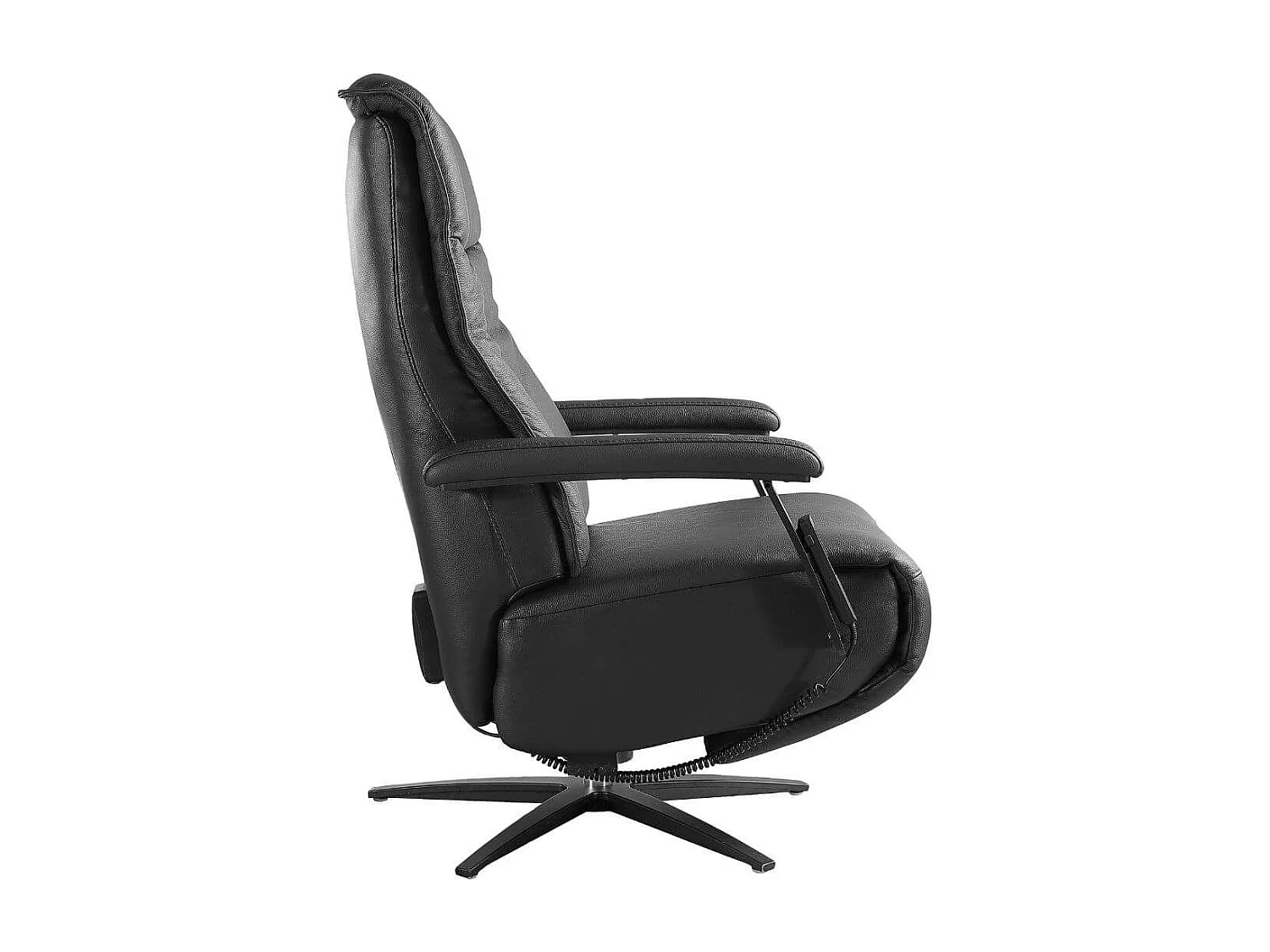 Fauteuil relax pivotant releveur en cuir vachette noir - CENTAURE