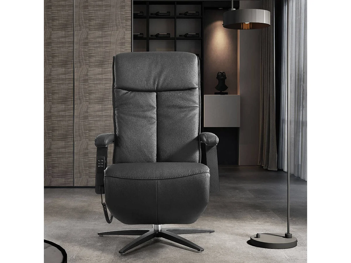 Fauteuil relax pivotant releveur en cuir vachette noir - CENTAURE