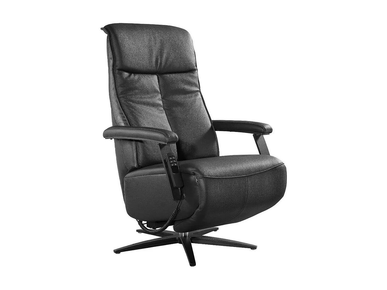 Fauteuil relax pivotant releveur en cuir vachette noir - CENTAURE
