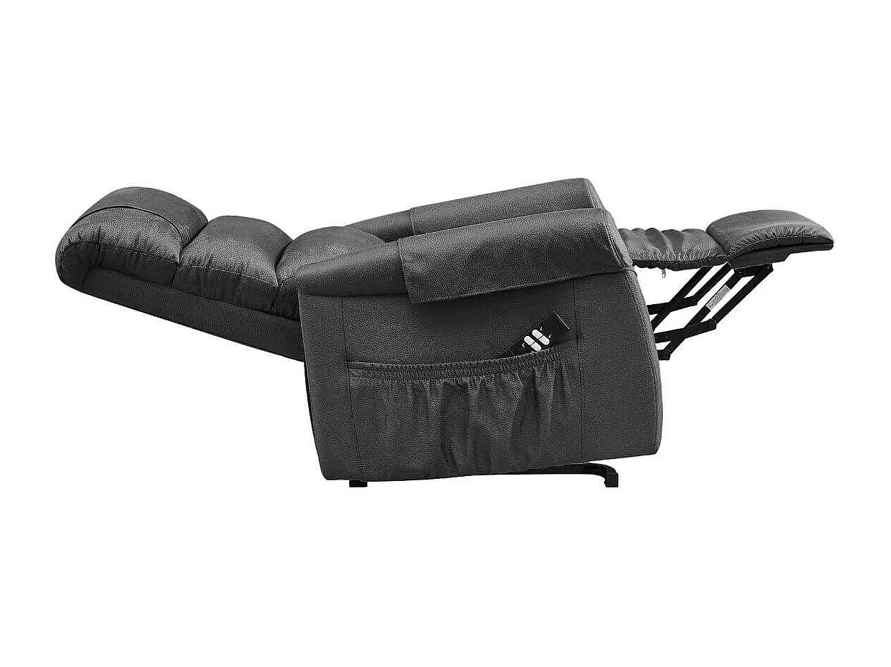 Fauteuil relax releveur tissu polyester imitation cuir gris - ADRIAN
