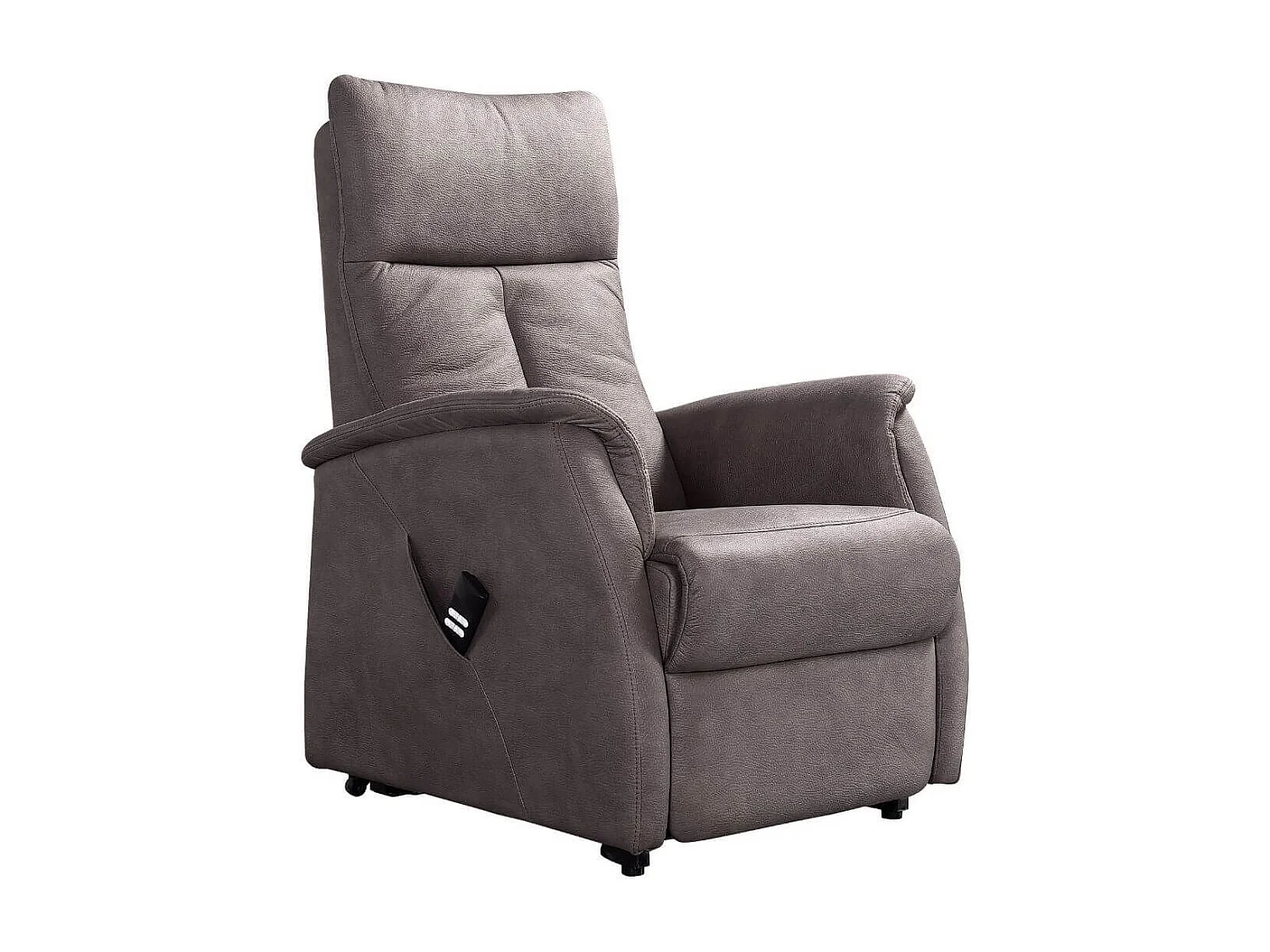 Fauteuil modèle L relax releveur tissu polyester imitation cuir gris-brun marbré - PLEGAR