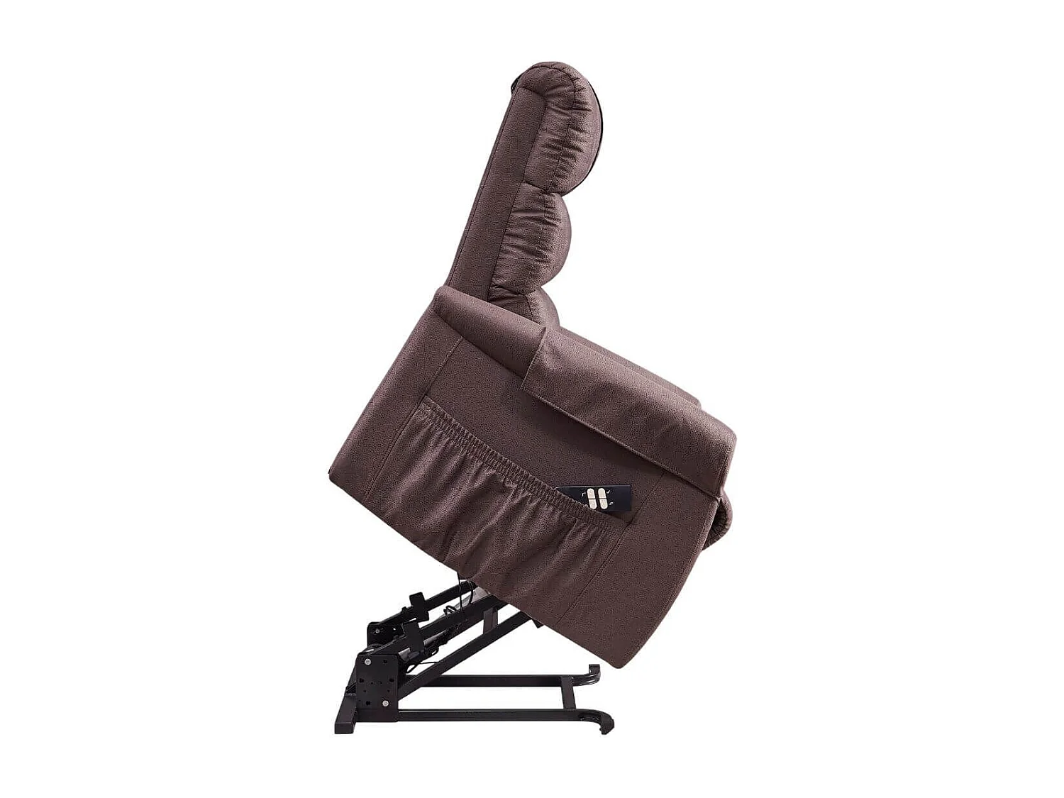 Fauteuil relax releveur tissu polyester imitation cuir brun - ADRIAN